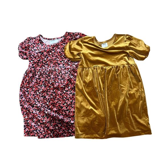Old Navy Girls Dress Bundle Sz L 10-12 Velvet Gold & Red Floral Y2K Coquette - Picture 1 of 5